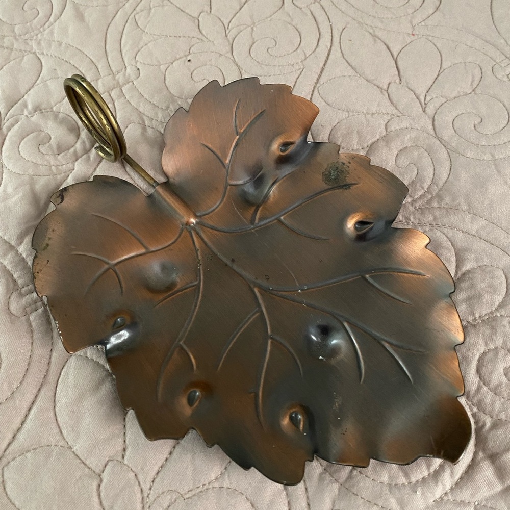 Vintage Coppercraft Guild dish in a leaf shape